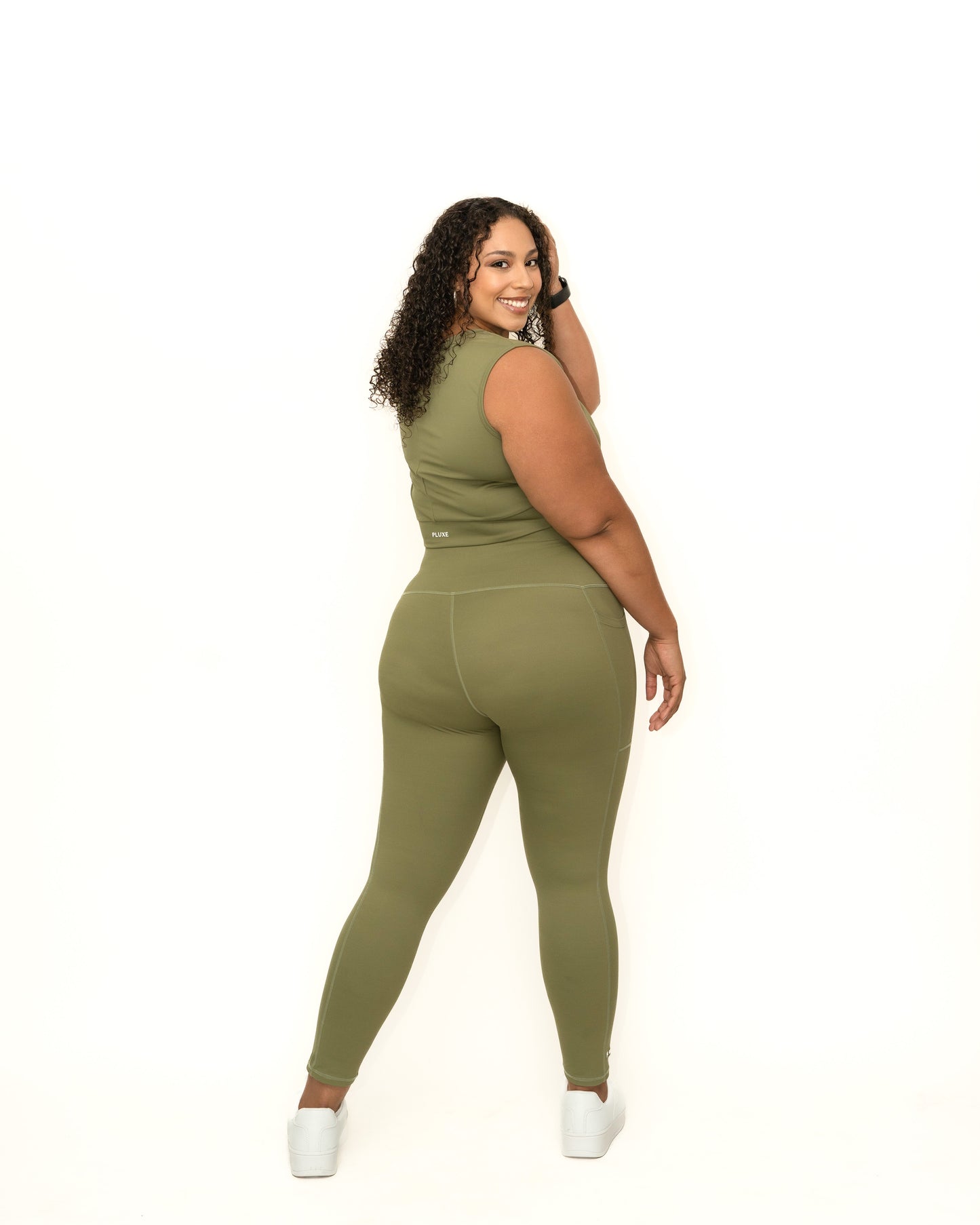 KHAKI GREEN SLEEVELESS TWIST CROP