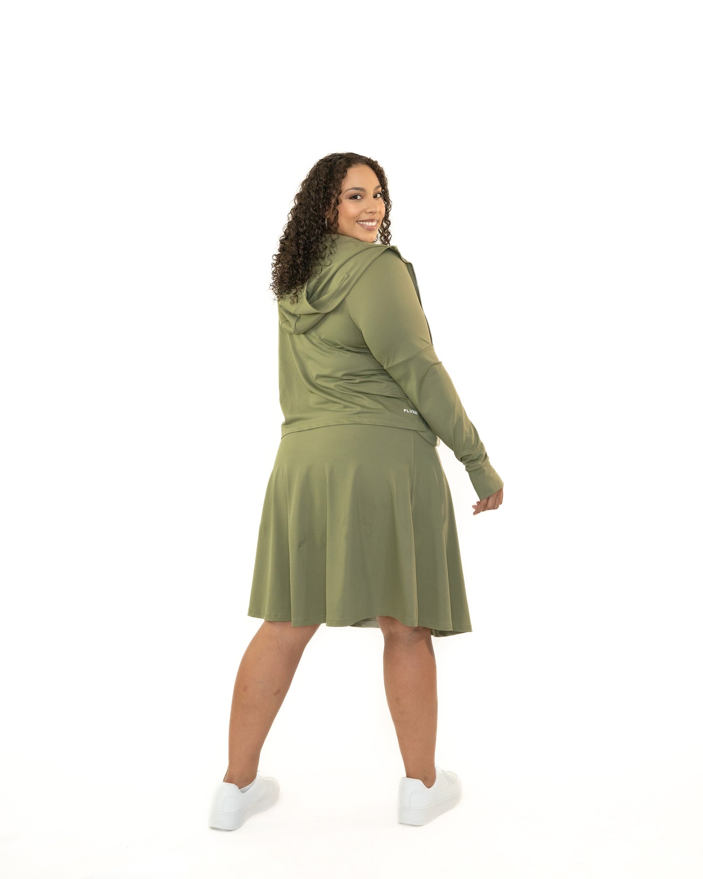 KHAKI GREEN KNEE-LENGTH SKIRT