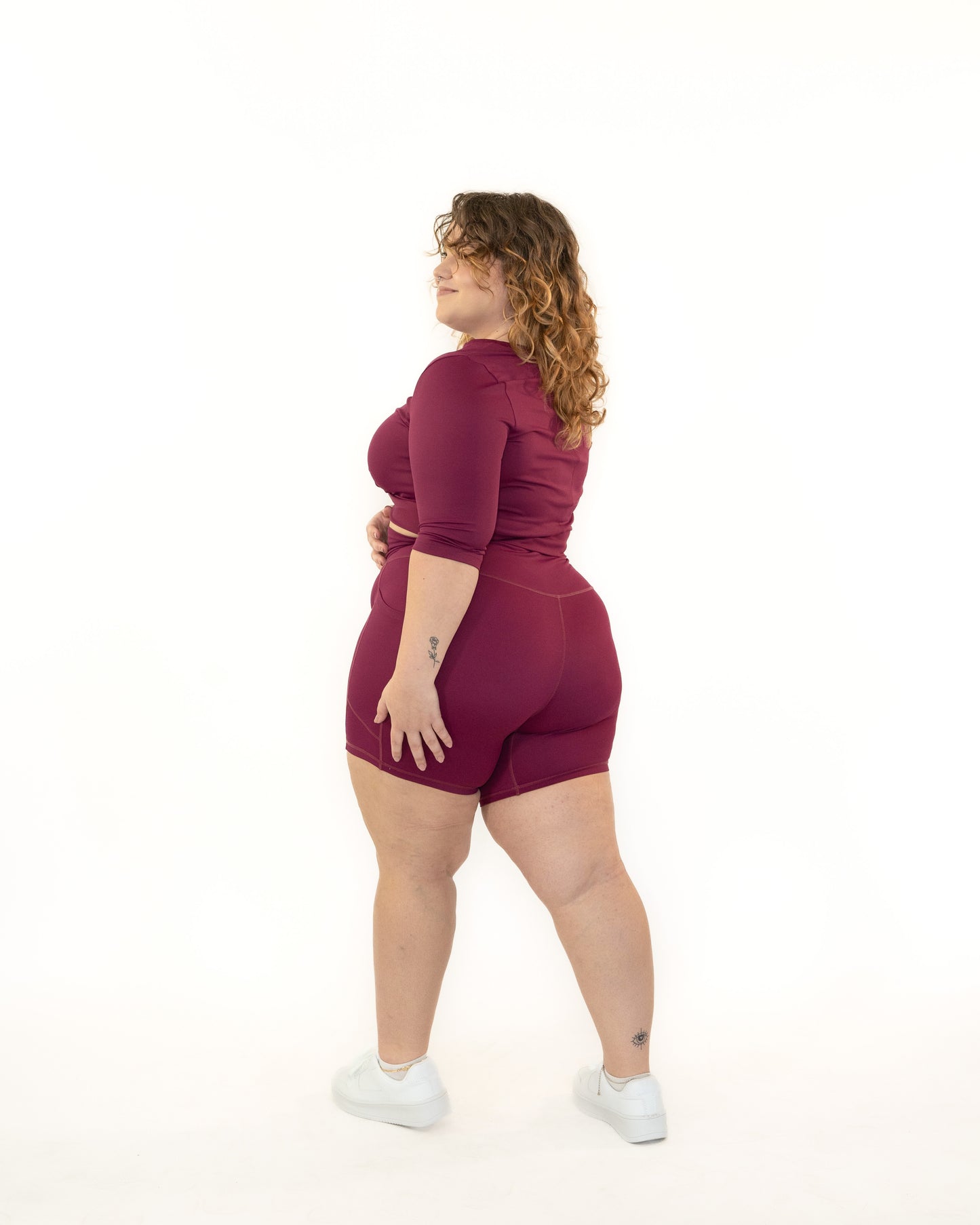 BORDEAUX HIGH-RISE BIKER SHORT