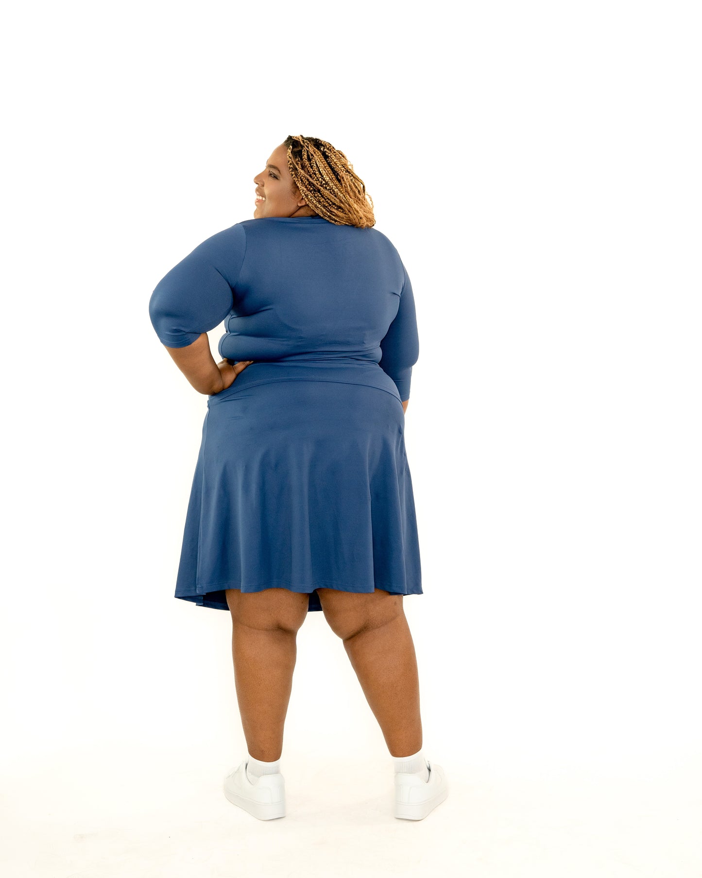 BLUE KNEE-LENGTH SKIRT