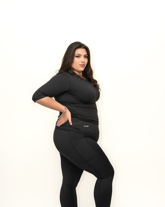 BLACK 3/4 SLEEVE SHIRT
