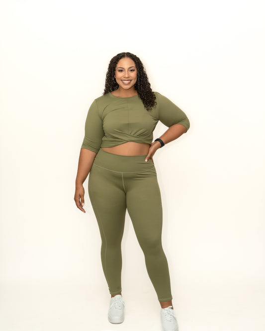 KHAKI GREEN 7/8 HIGH-RISE LEGGING