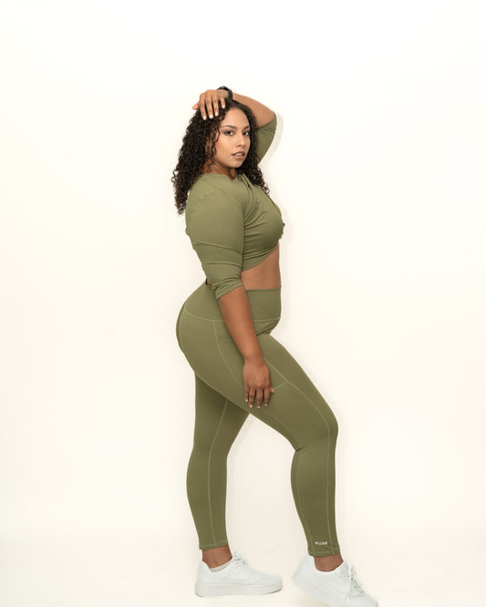 KHAKI GREEN 7/8 HIGH-RISE LEGGING