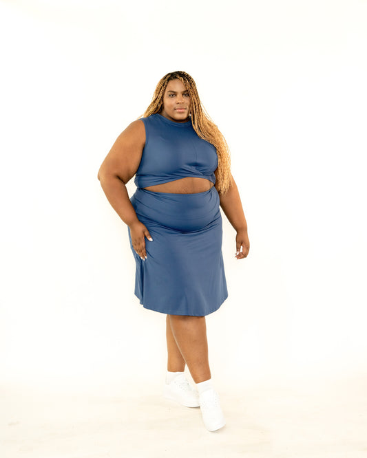 BLUE KNEE-LENGTH SKIRT